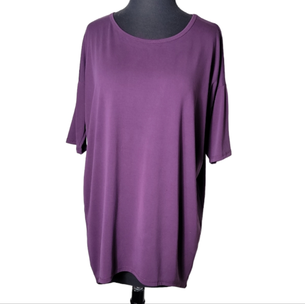 Lularoe Irma women's purple tunic top scoop neck high low oversized XS